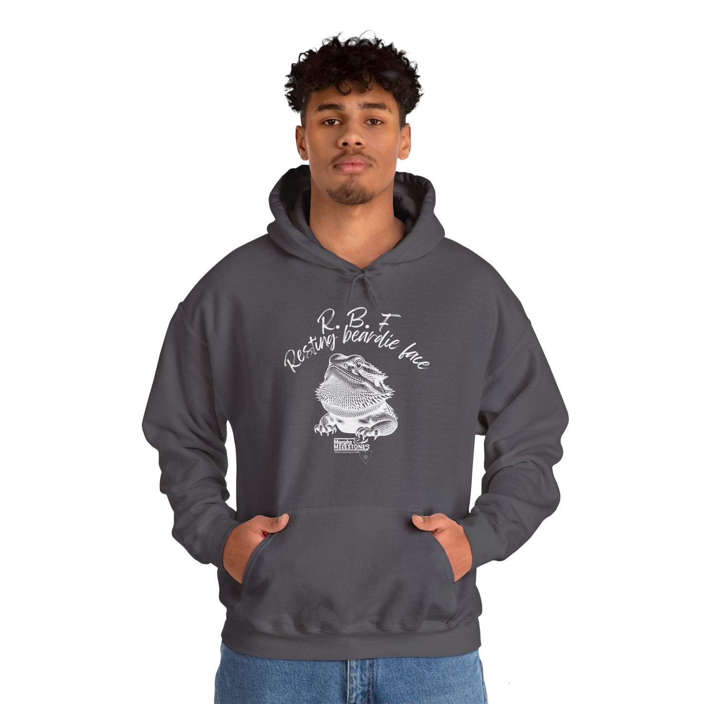 Morphs & Milestones Tee - Resting Beardie Face - Unisex Heavy Blend™ Hooded Sweatshirt