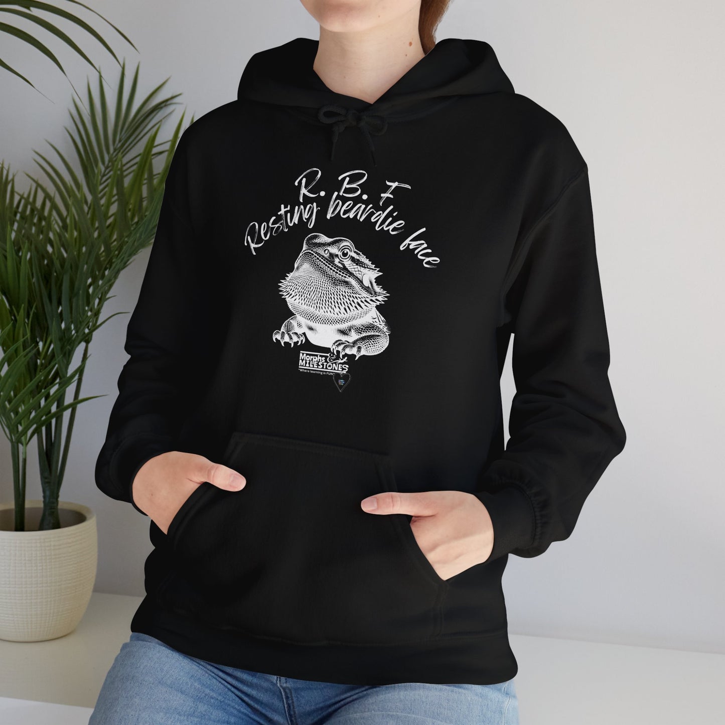 Morphs & Milestones Tee - Resting Beardie Face - Unisex Heavy Blend™ Hooded Sweatshirt