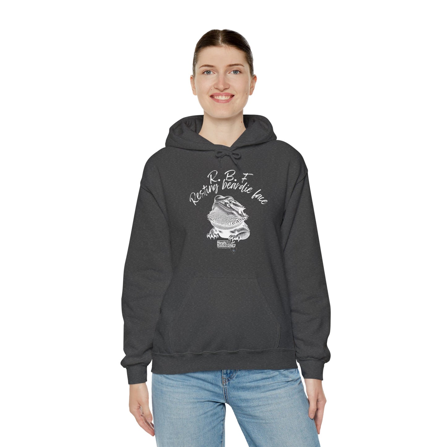 Morphs & Milestones Tee - Resting Beardie Face - Unisex Heavy Blend™ Hooded Sweatshirt